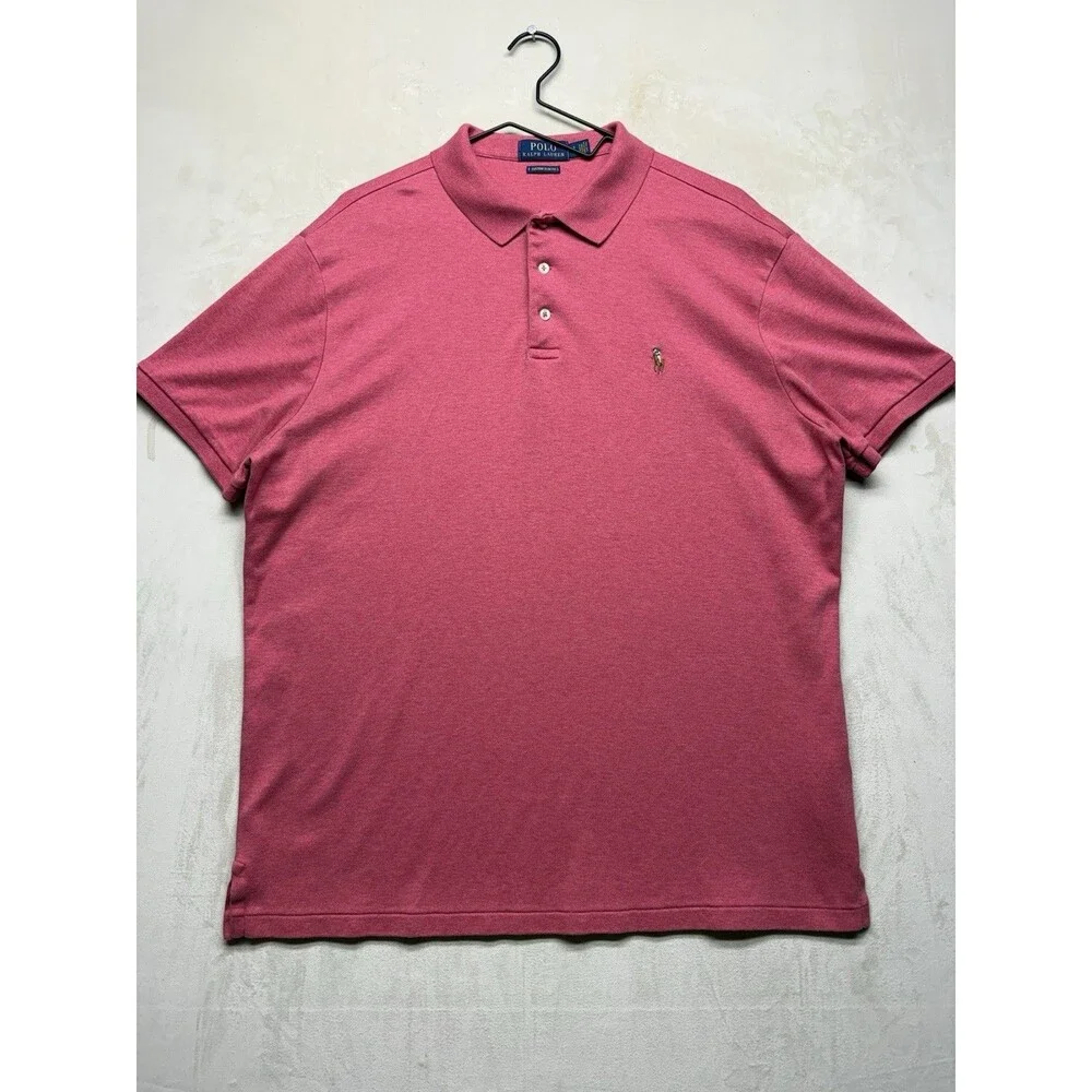 Polo Ralph Lauren Custom Slim Fit Polo Shirt Men's XL Pink Soft Touch Flesh Pony